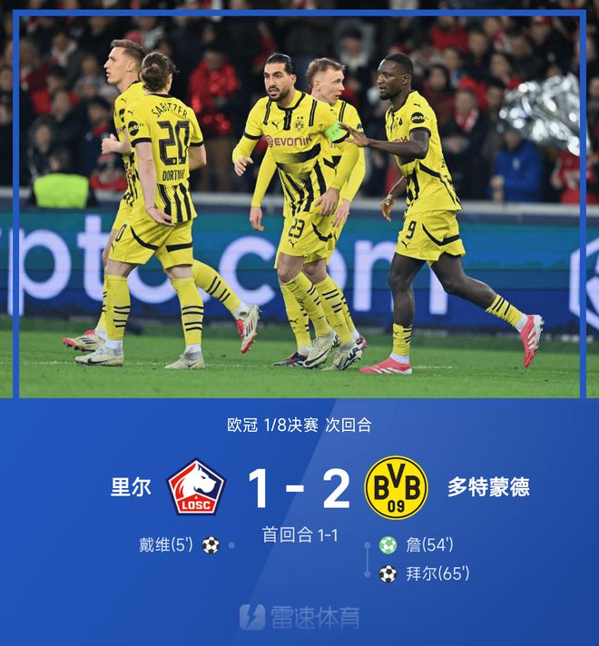 歐冠戰(zhàn)報：埃姆雷·詹點球，拜爾破門，多特勝里爾，總分3-2晉級。